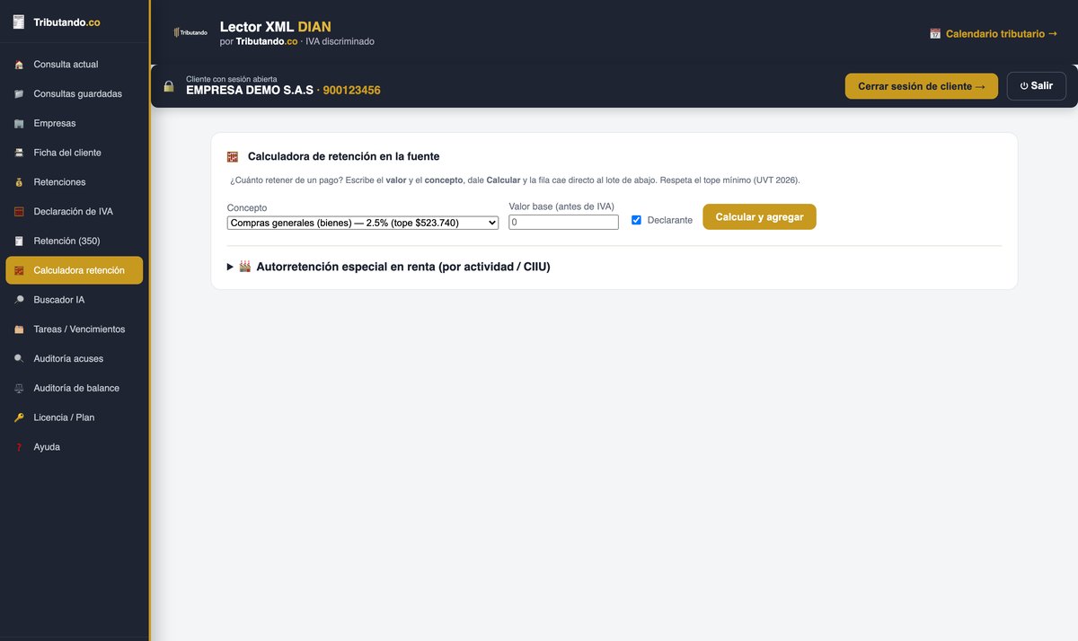 Calculadora de retención